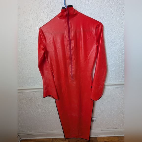 Red Latex Cheongsam Dress Size 6 - Picture 3 of 5